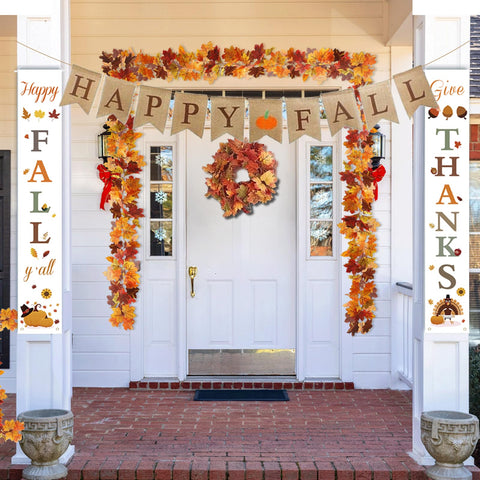 NQN garland draped on stair banister providing easy seasonal staircase upgrade