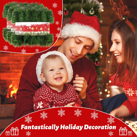 NQN garland styled on mantel showing instant holiday atmosphere and easy customization