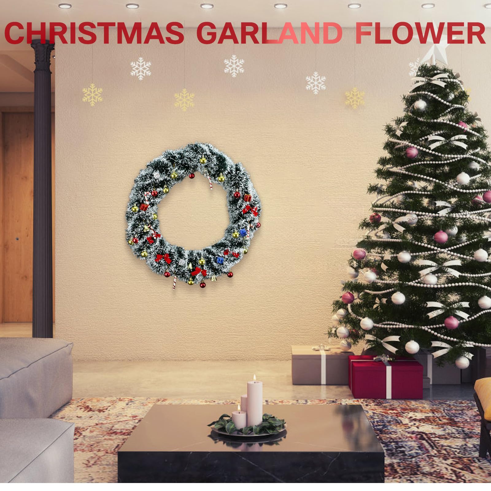 NQN long run of garland installed on staircase for continuous seasonal trim