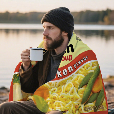 NQRSBUI ramen blanket draped on sofa illustrating cozy living room use and warmth