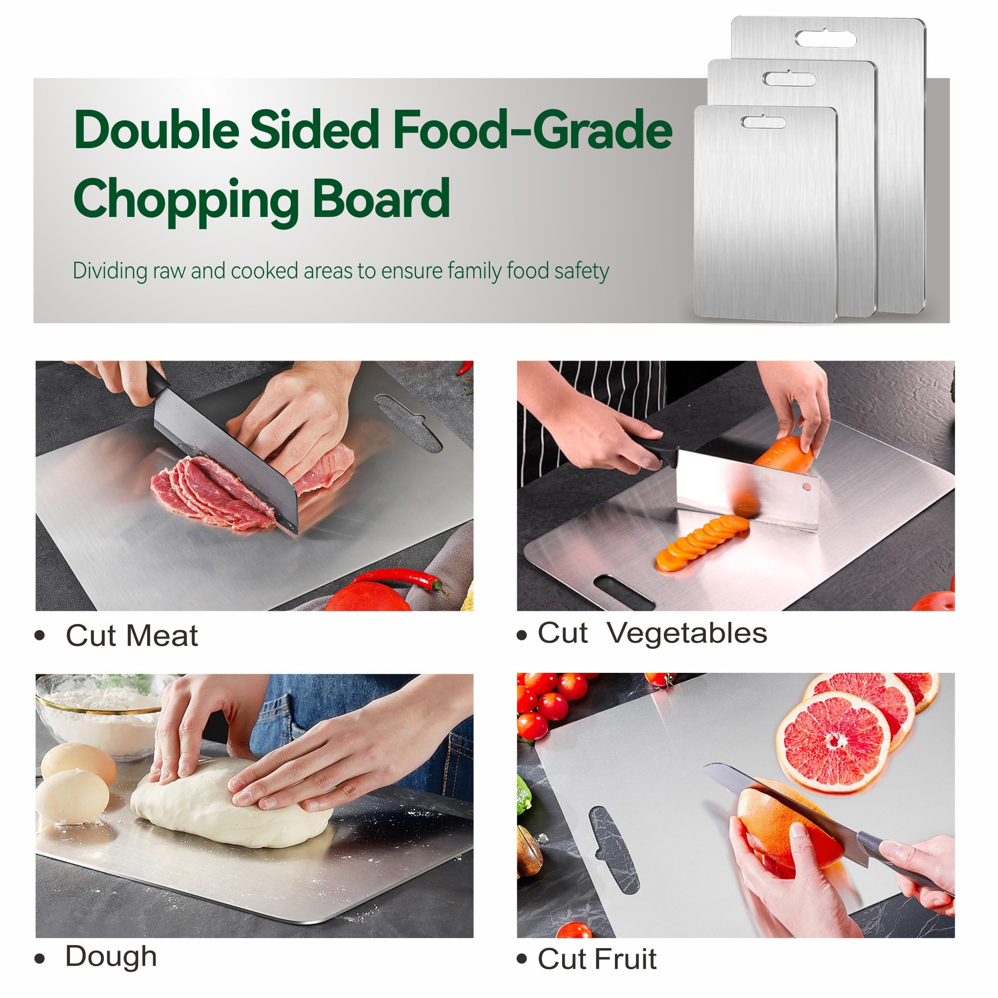 NSLLL titanium cutting board flipped to show double sided reversible functionality
