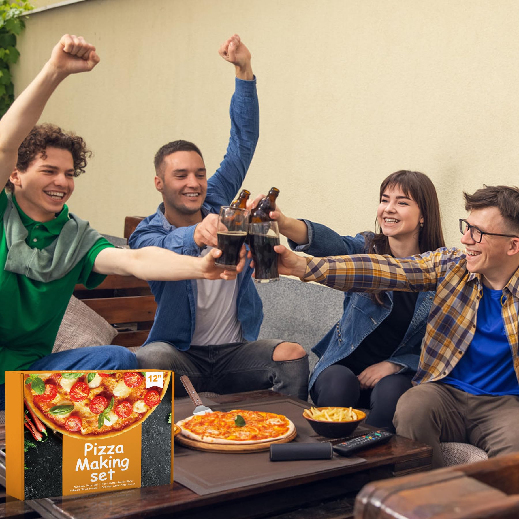 Nsoyos pizza server lifting a slice for tidy serving and presentation