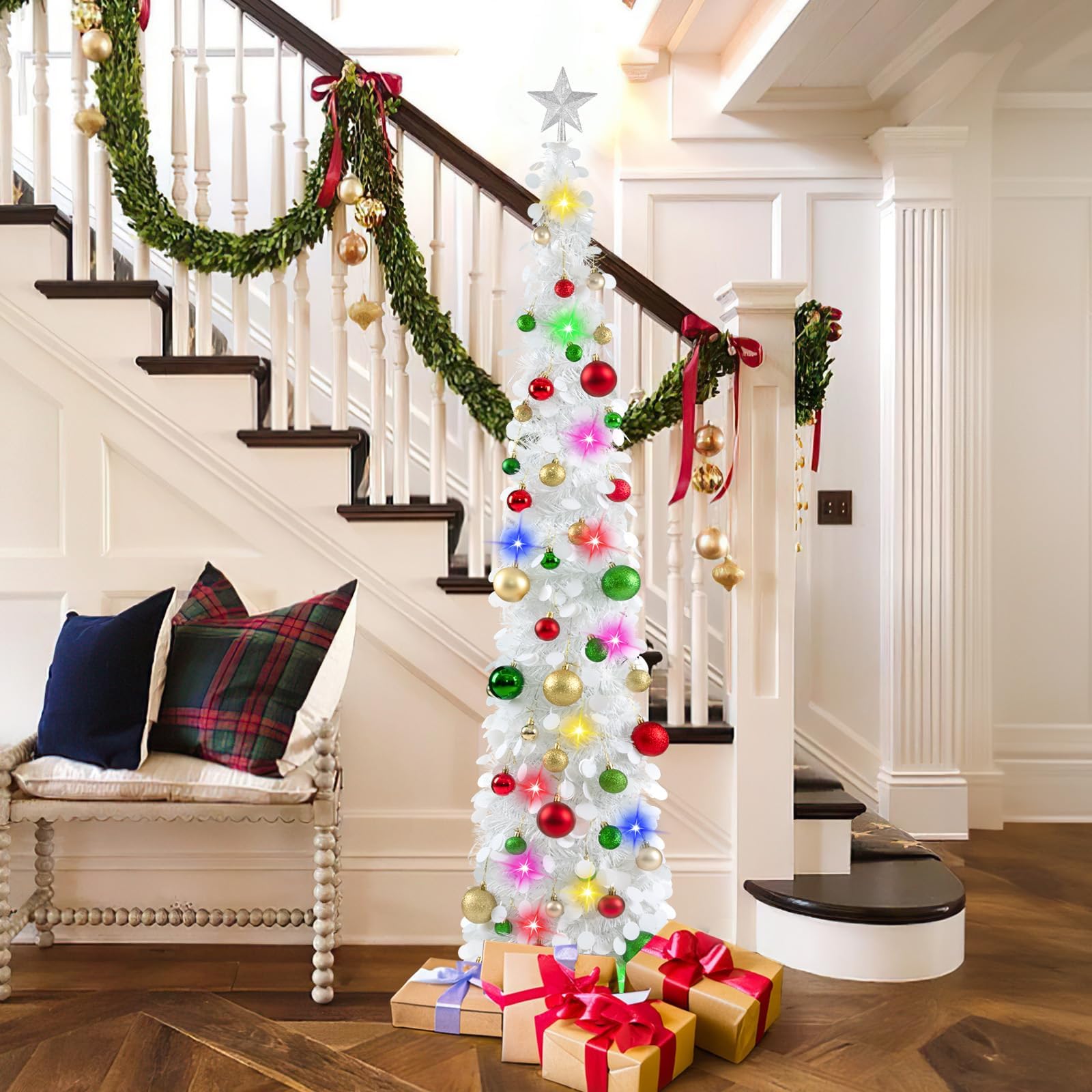 N&T NIETING side profile of assembled skinny tree demonstrating narrow footprint and height