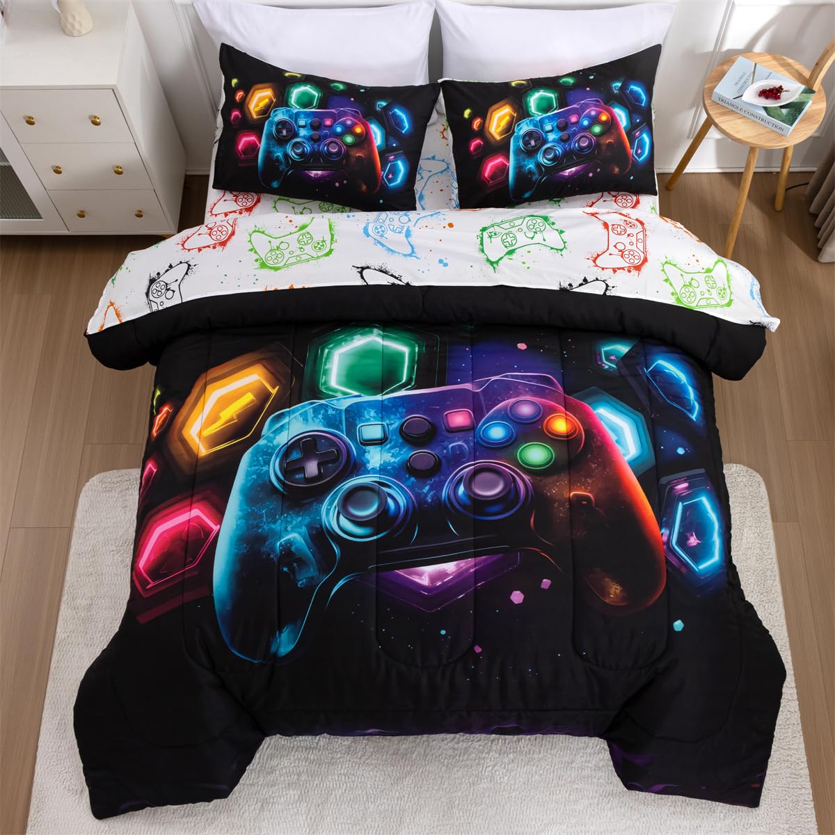 NTBED front view of game console comforter showing full design and color