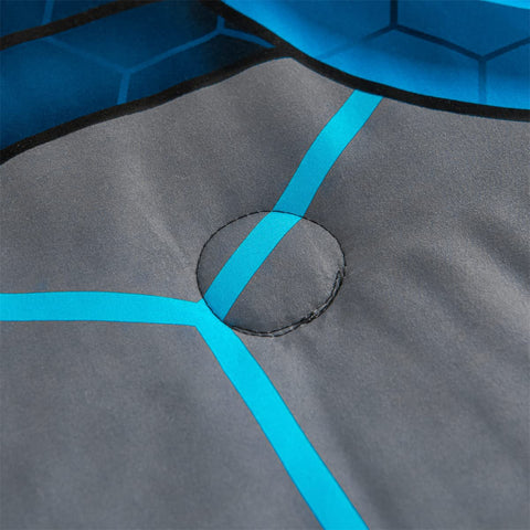 NTBED fitted sheet and pillowcases display coordinated blue design for easy bed setup