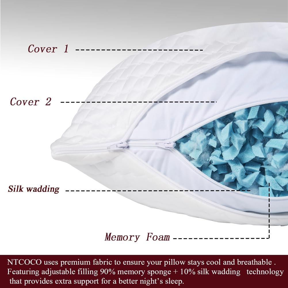 NTCOCO pillow on bed demonstrating comfort for back and side sleepers