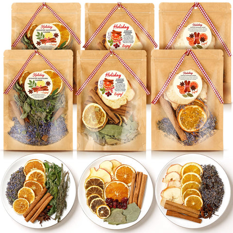 Nuanchu front packaging showing six Christmas potpourri sachets and benefits