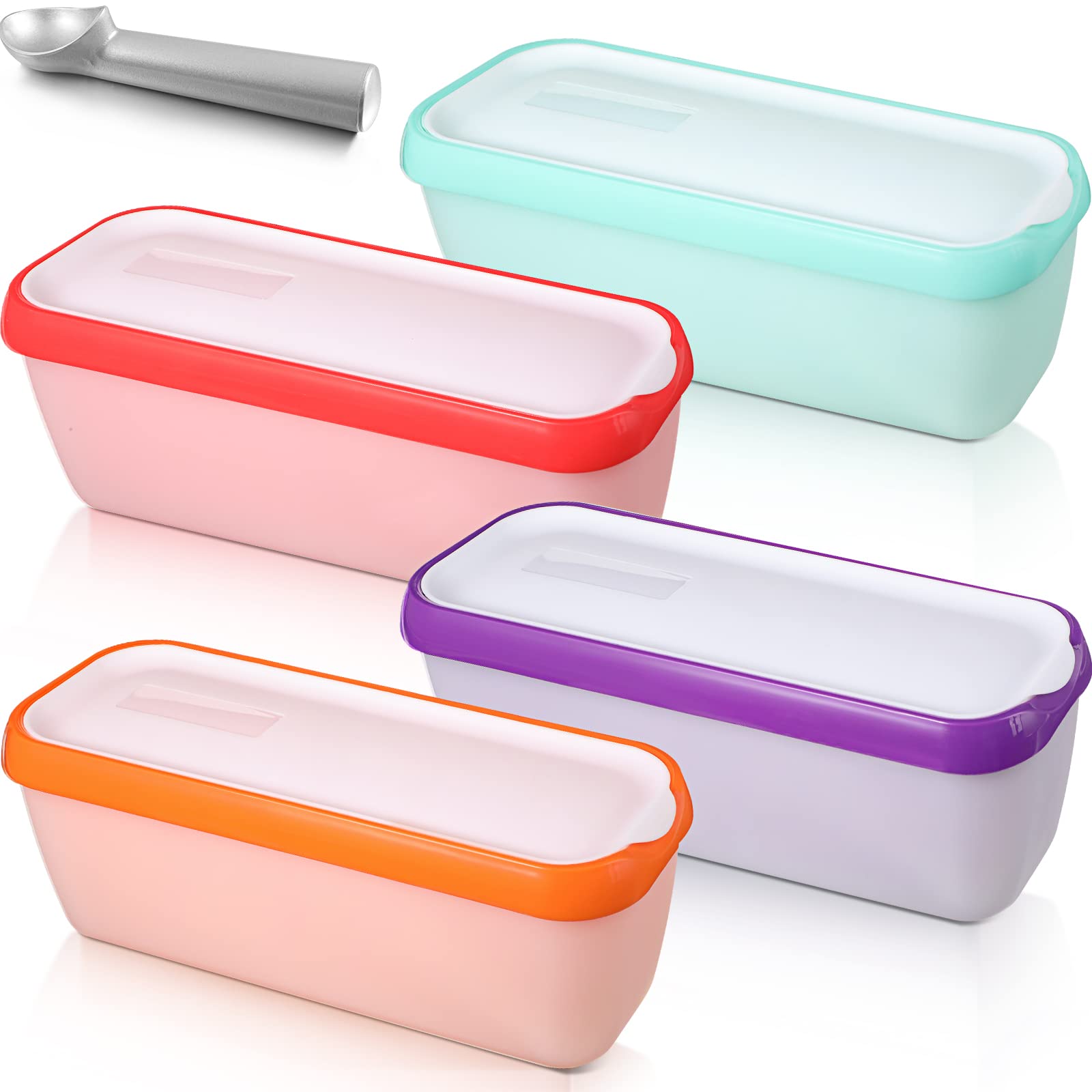Nuenen front view of 4-pack tub set showing colors and lid benefit for organization