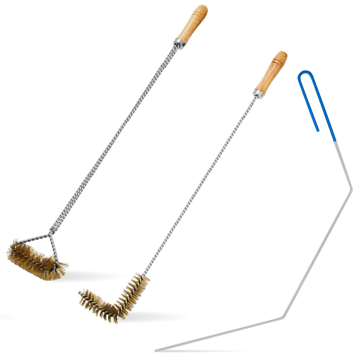 Nuenen L-shaped fryer brush front view showing corner reach and durable handle