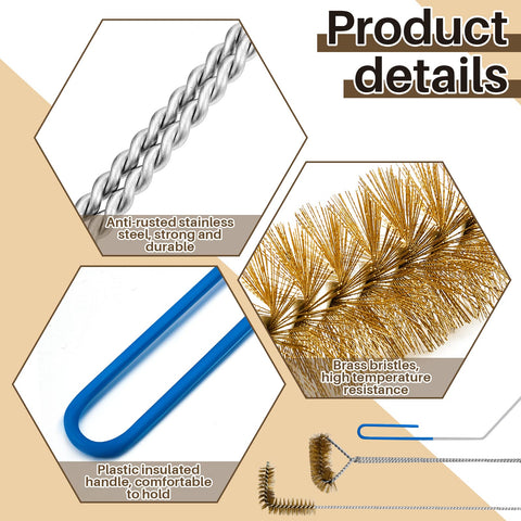 Nuenen three-piece fryer cleaning set arranged to show each tool's function