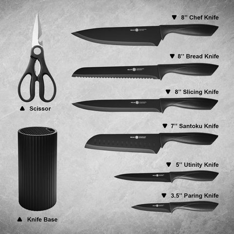 NULAS close-up of chef's knife blade showing sharp edge and precision