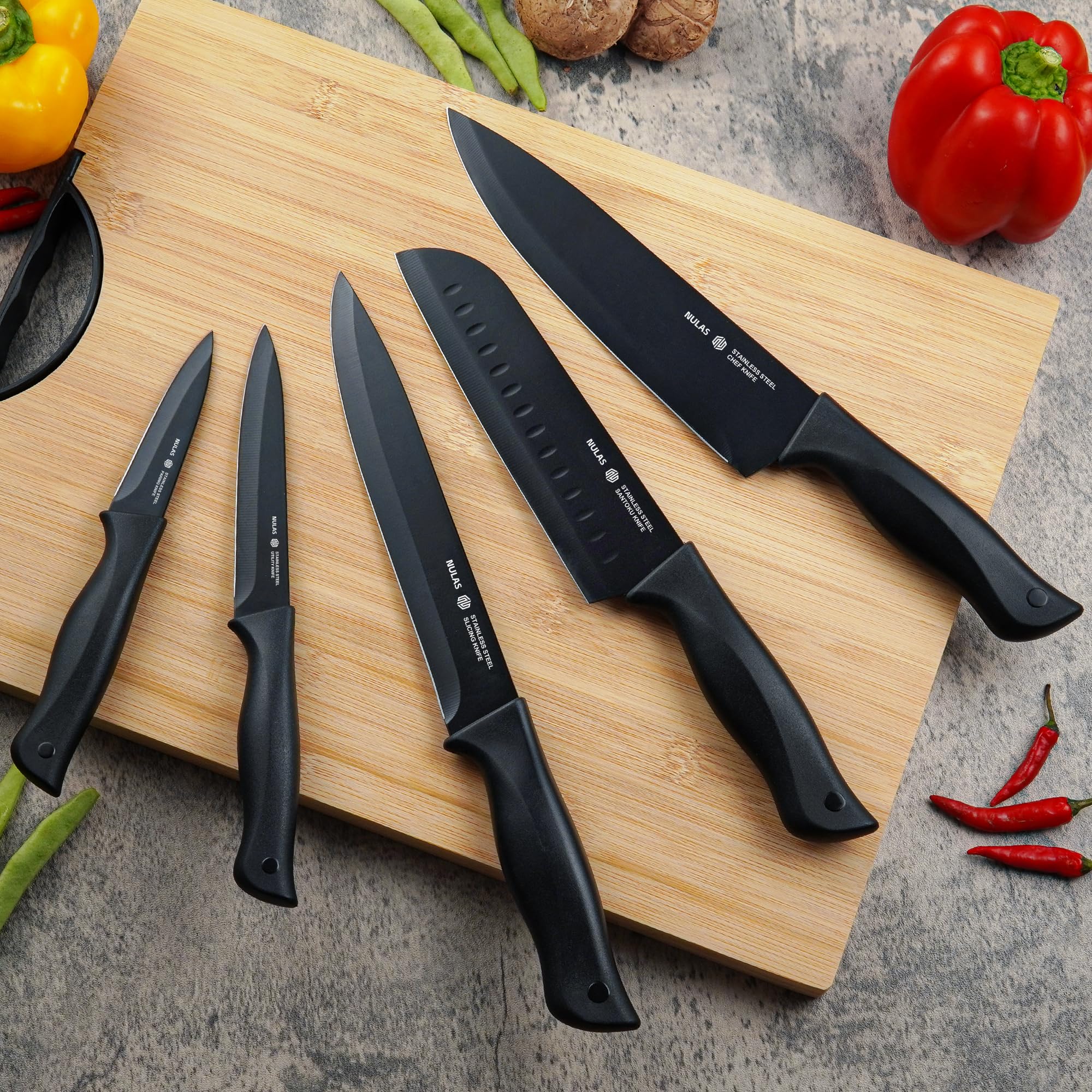 NULAS set on countertop in kitchen lifestyle scene showing organized ready-to-use benefit