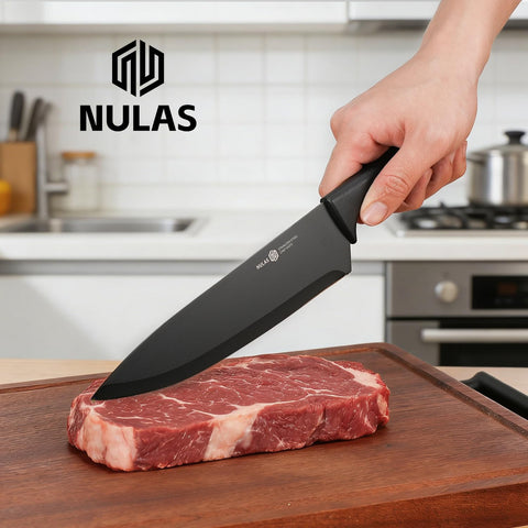 NULAS knife set displayed in a kitchen showing ready-to-use convenience