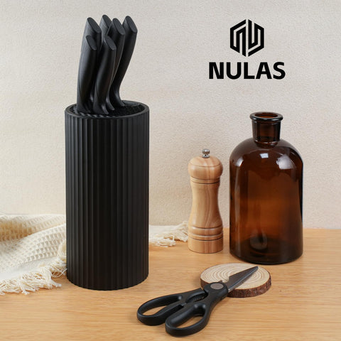 NULAS universal knife block holding blades safely and saving counter space