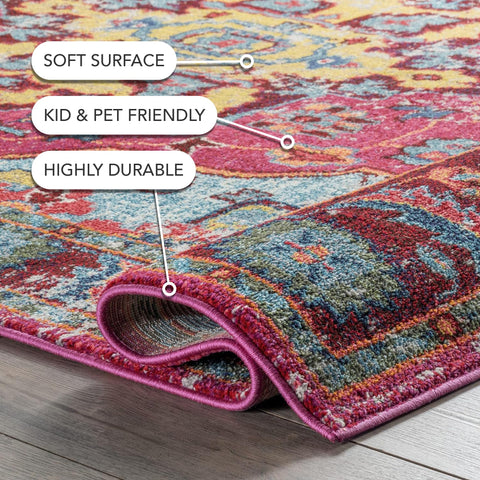 nuLOOM Corbett corner detail showing fringe and pattern clarity for a vintage look