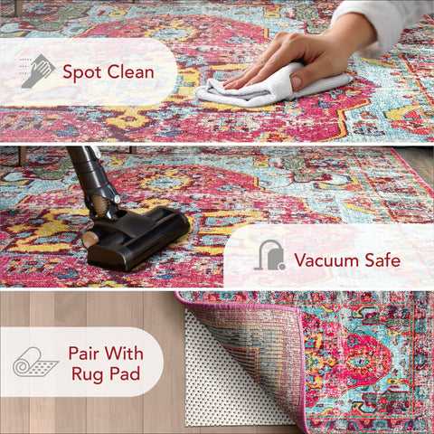 nuLOOM Corbett full-length runner in a hallway adding color and protecting flooring in high traffic