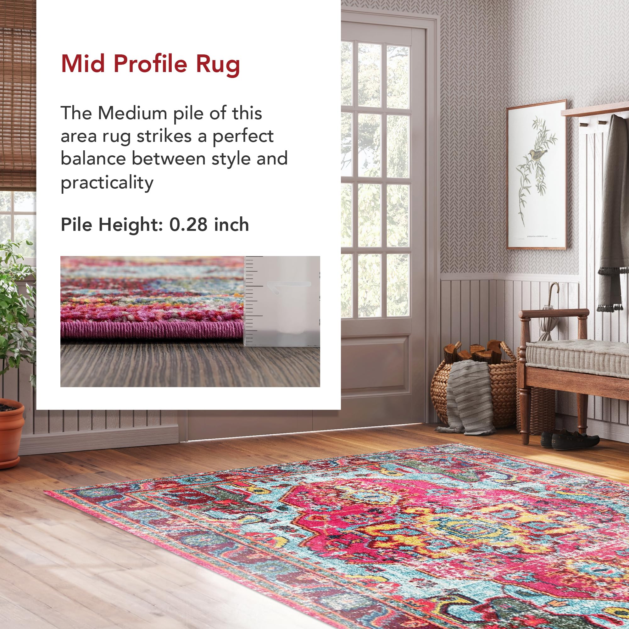 nuLOOM Corbett under dining table showing scale and proportion for small dining spaces