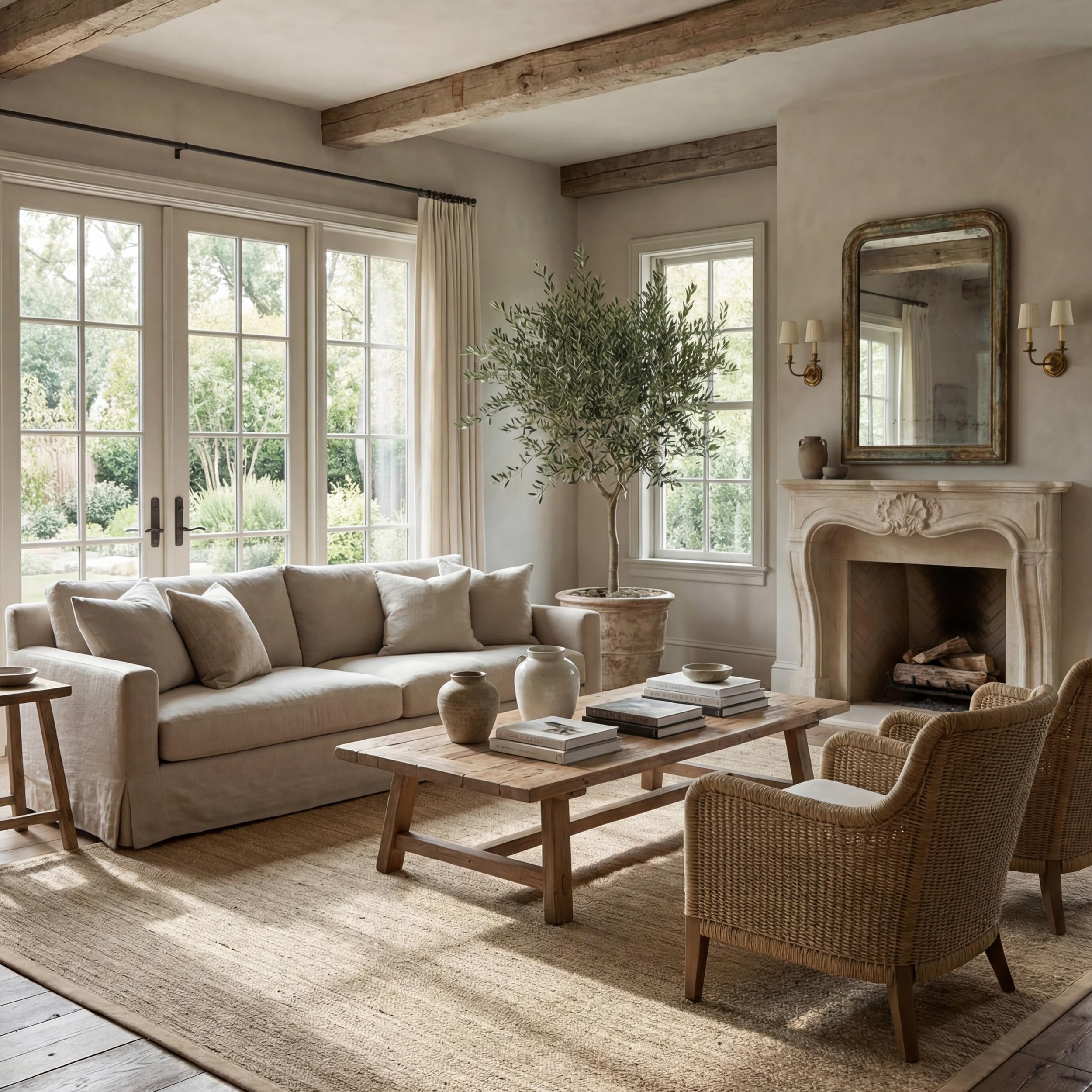nuLOOM rug front view showing beige border and natural texture for cohesive decor