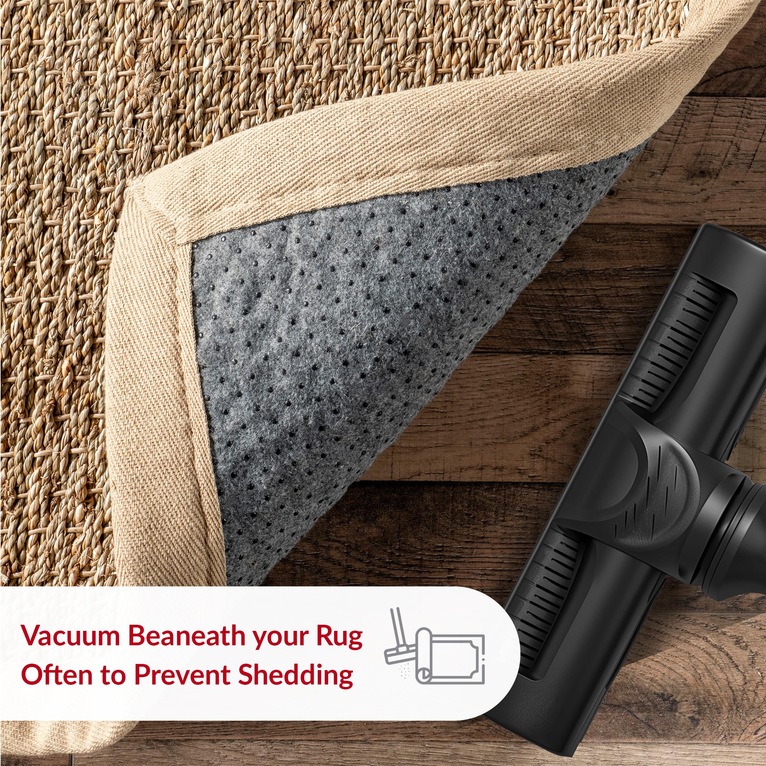 nuLOOM view of non-skid backing ensuring secure placement on hardwood floors