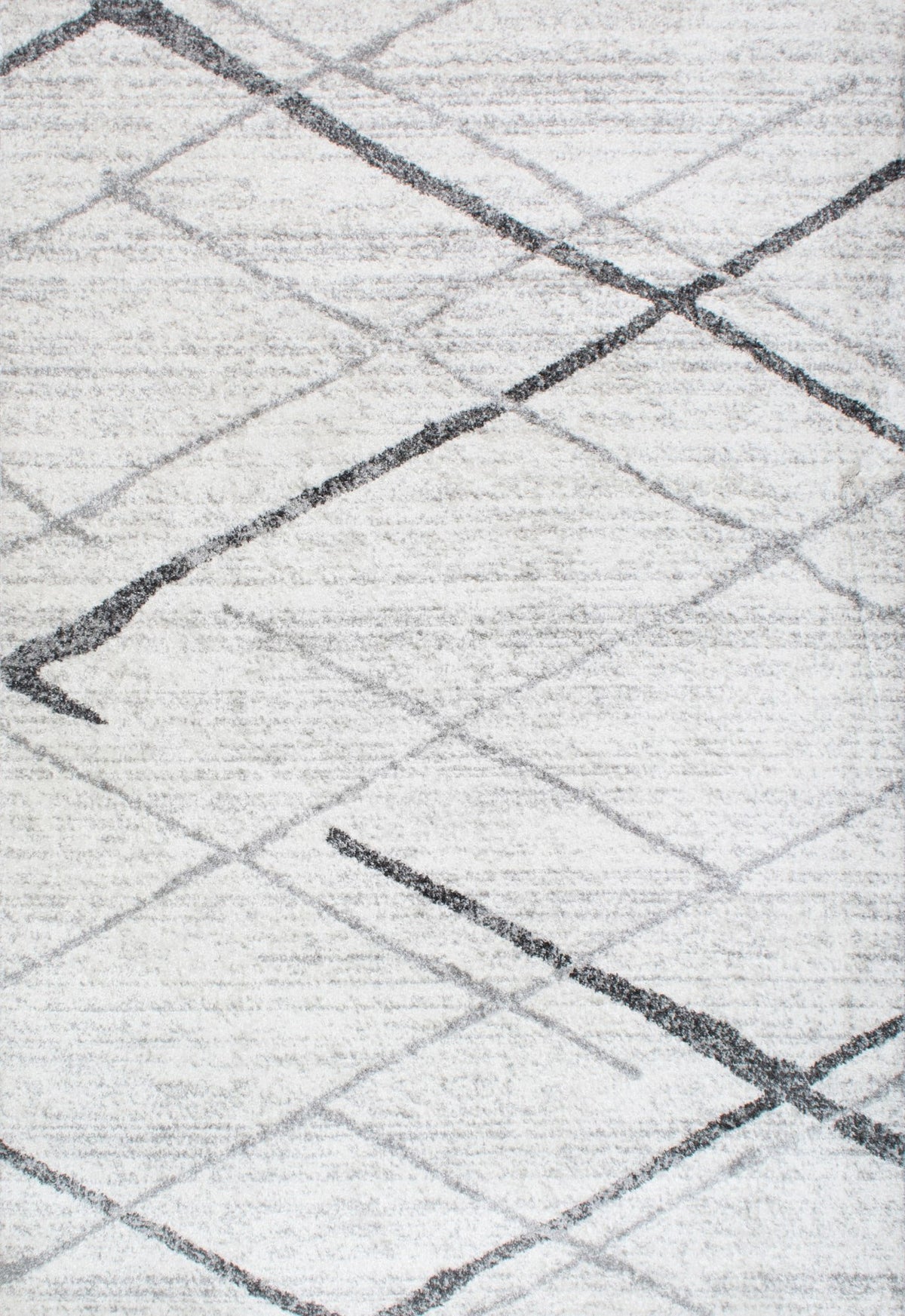 nuLOOM Thigpen front view showing abstract grey off-white design and durable weave