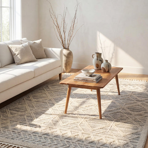 nuLOOM Ansley front view showing trellis pattern and neutral tone for modern spaces
