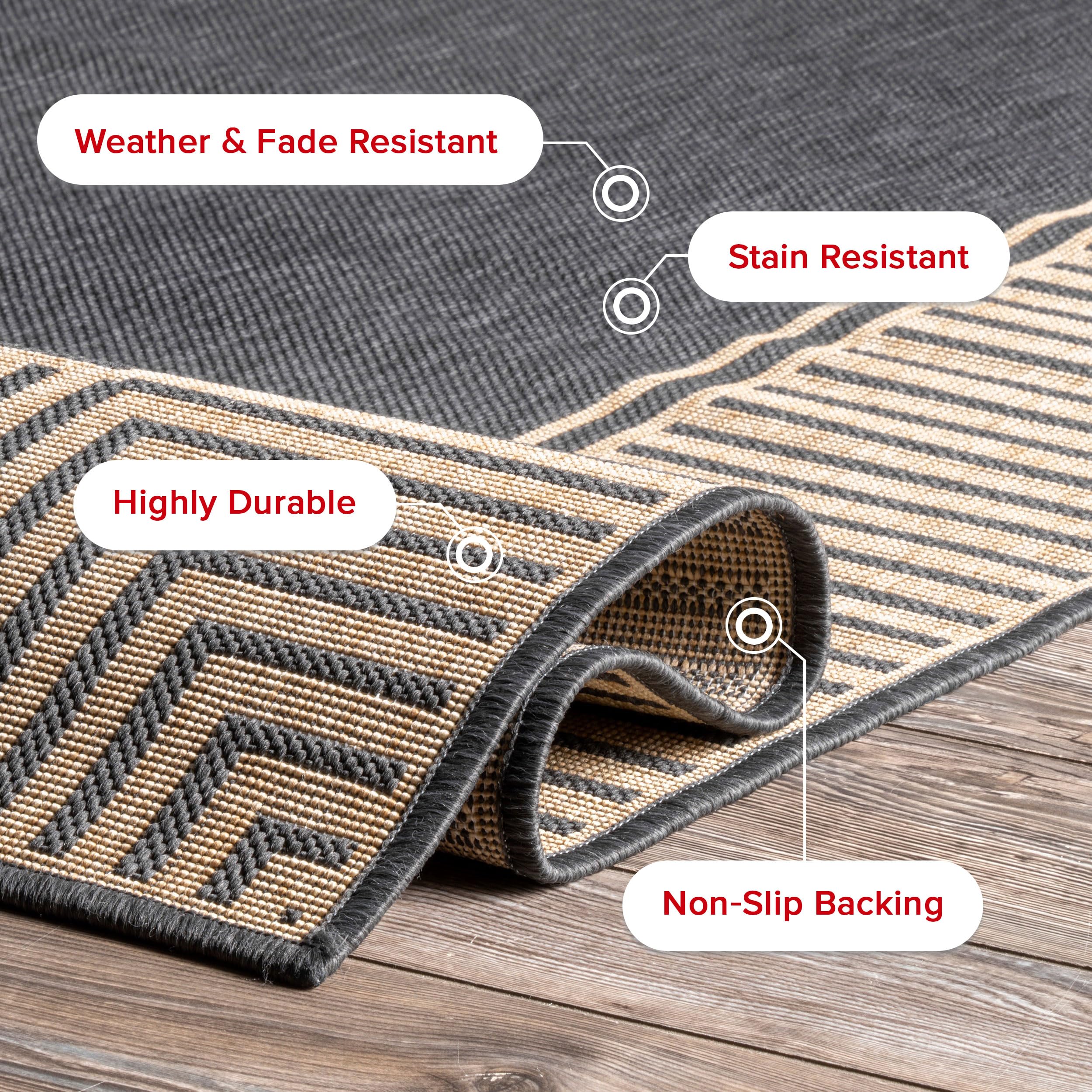 nuLOOM Asha next to sofa showing scale and furniture compatibility