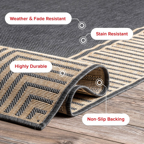 nuLOOM Asha next to sofa showing scale and furniture compatibility