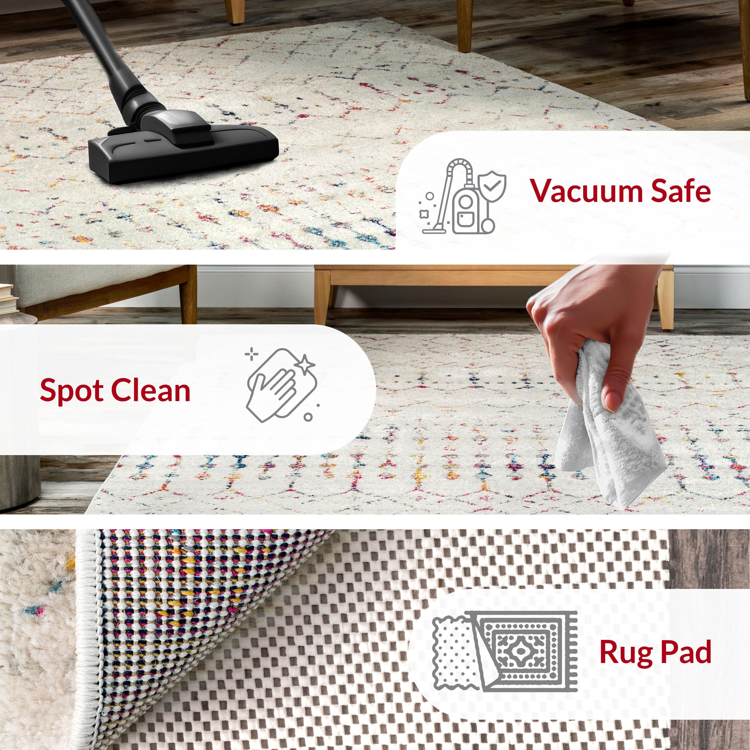nuLOOM Blythe placed in kitchen aisle illustrates easy‑clean practical choice