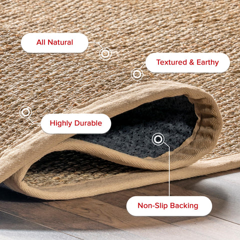 nuLOOM non-skid backing detail, improves grip on hardwood floors for safety