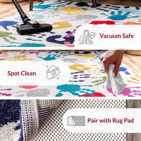 nuLOOM Pinkie pattern close-up highlights handprint motif for lively room accent