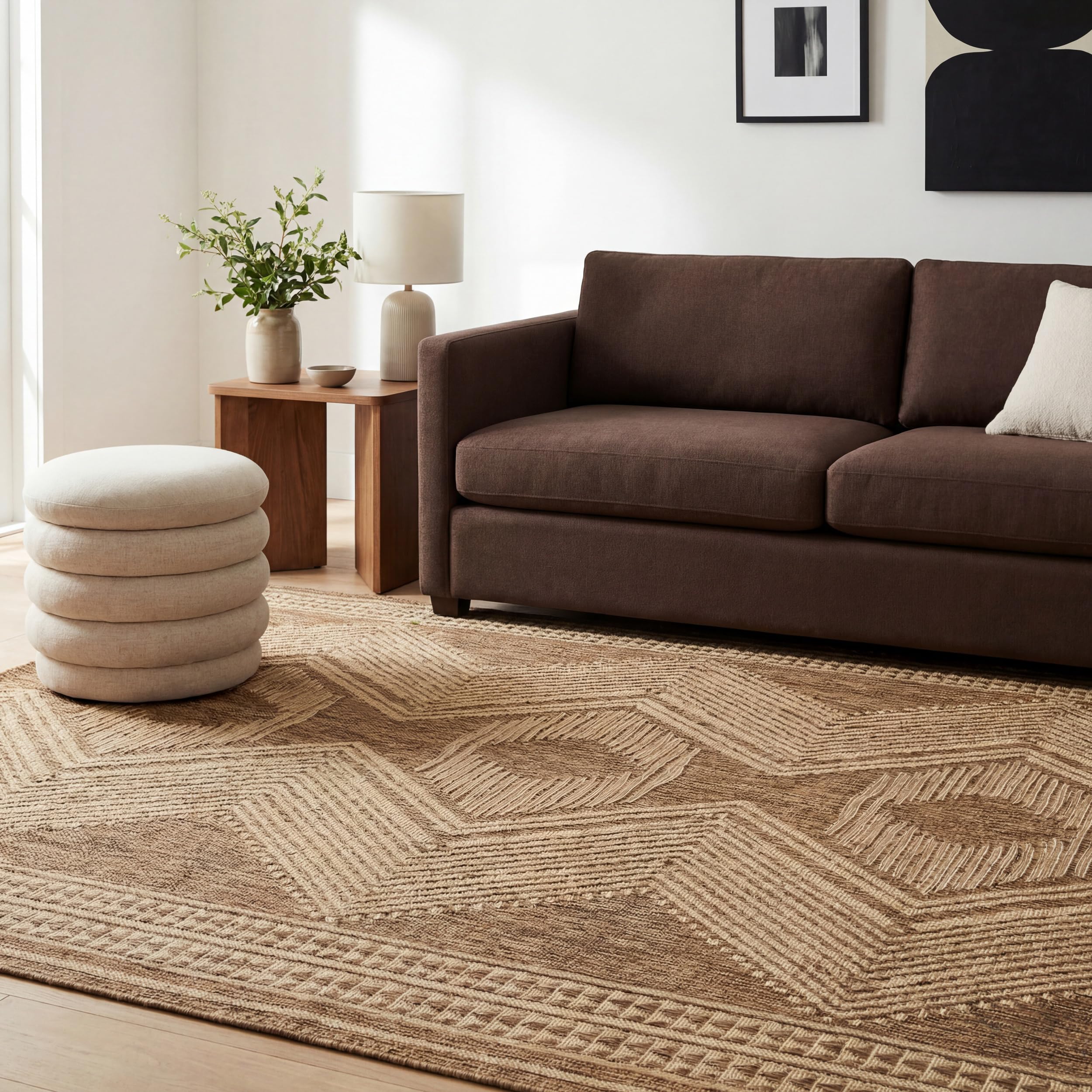 nuLOOM Ranya texture underfoot showing low-profile pile for easy furniture arrangement