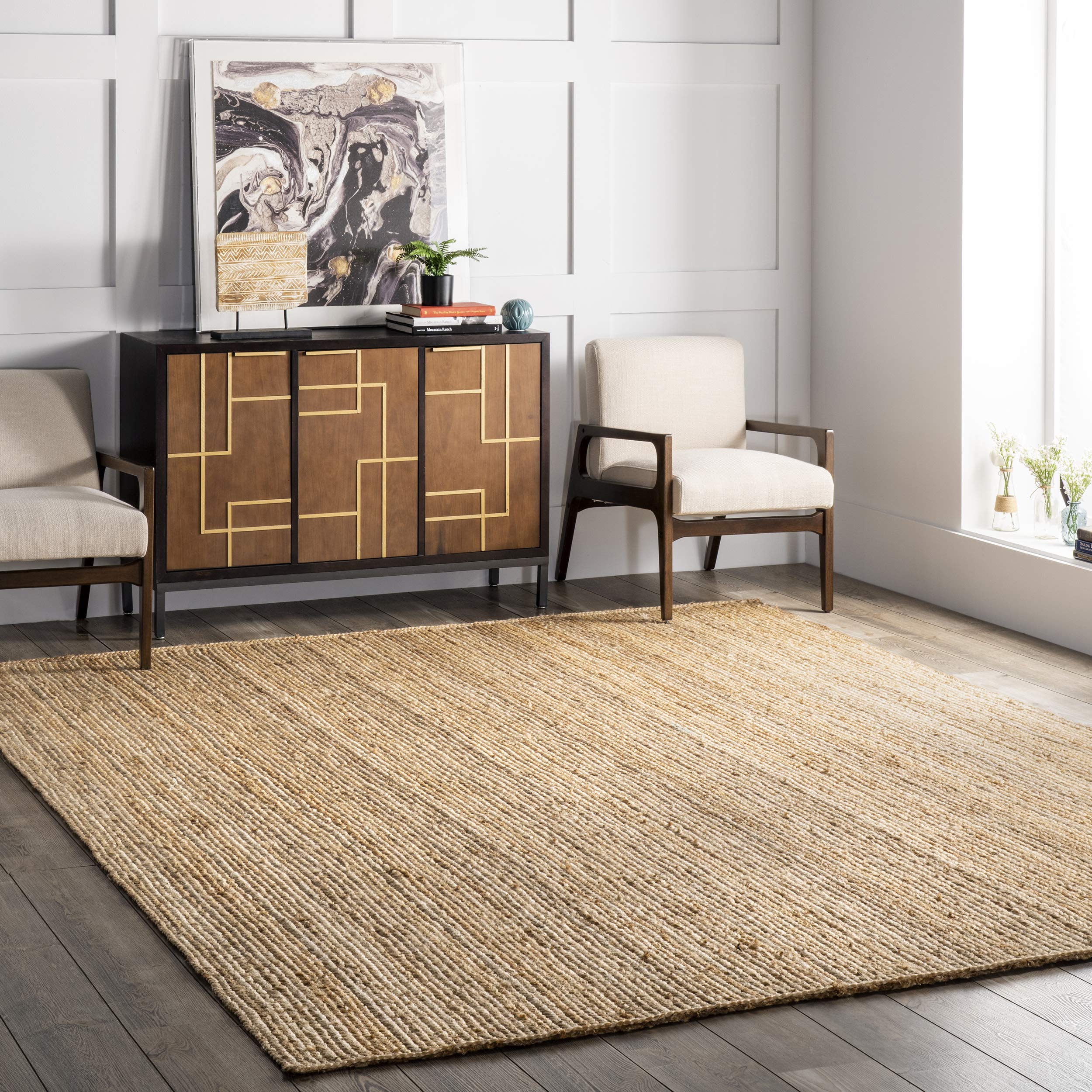 nuLOOM front view of 3x5 jute rug showing natural farmhouse style and warmth