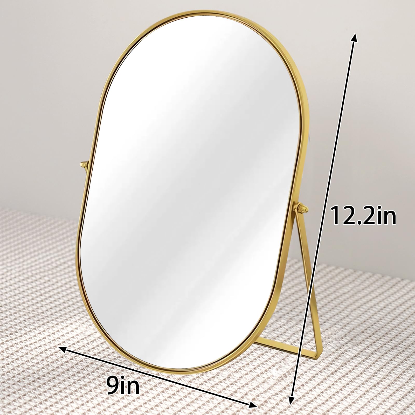 Numjeg mirror on vanity with makeup showing practical use and organized space benefit