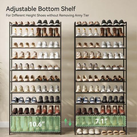 Nunsino adjustable bottom shelf set taller to fit ankle boots for flexible storage