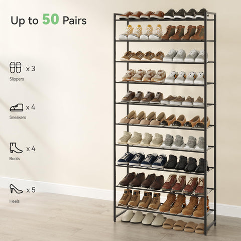 Nunsino shoe rack placed inside a closet demonstrating vertical storage efficiency