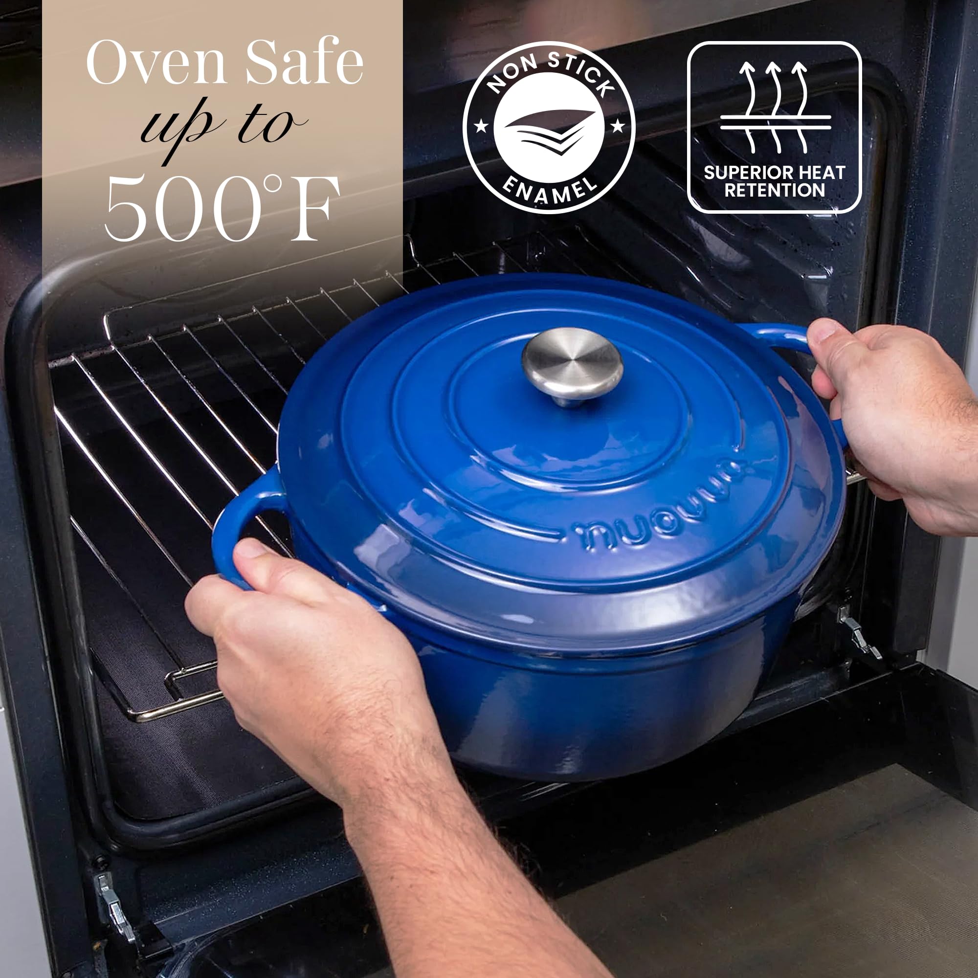 nuovva side profile showing 30cm silhouette and durable enamel benefit: stylish countertop display