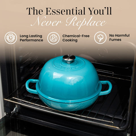 nuovva interior enamel surface and texture, non-reactive cooking benefit