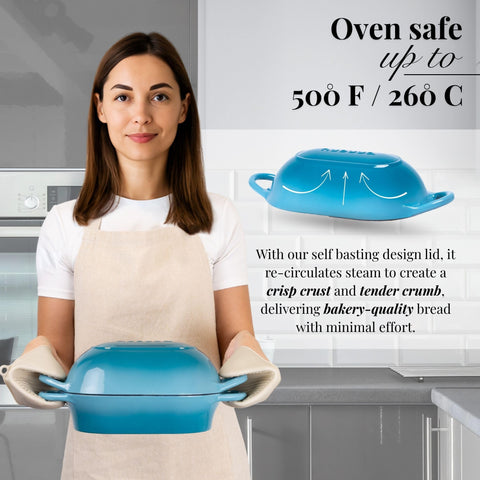 nuovva loaf pot on induction cooktop demonstrating stovetop-to-oven cooking versatility