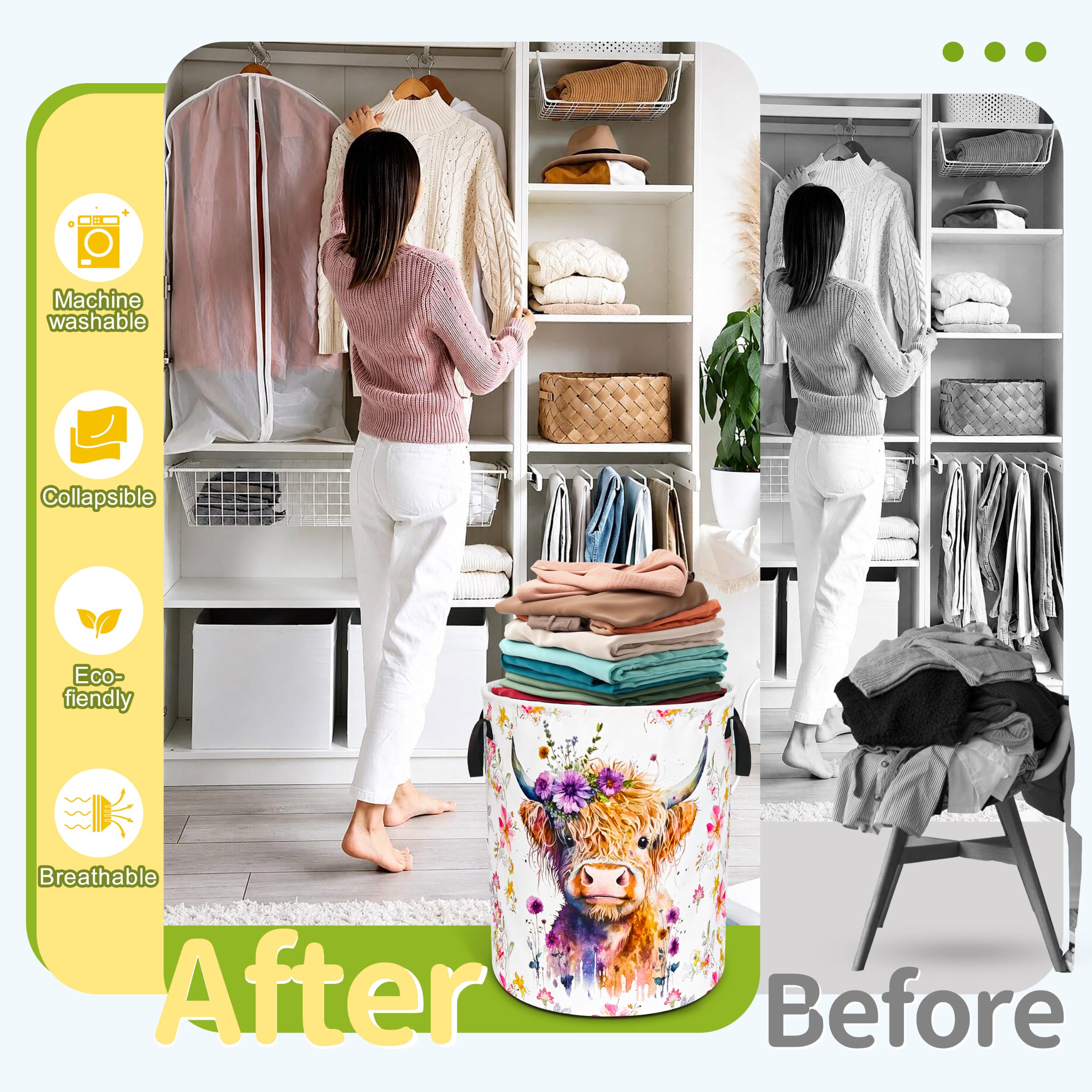 NUTAINLA tote in laundry room filled with clothes for quick transport benefit