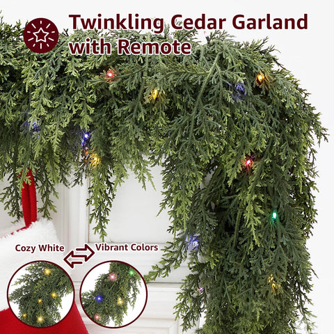 NUTIKAS garland styled on a mantle creating cozy holiday ambiance