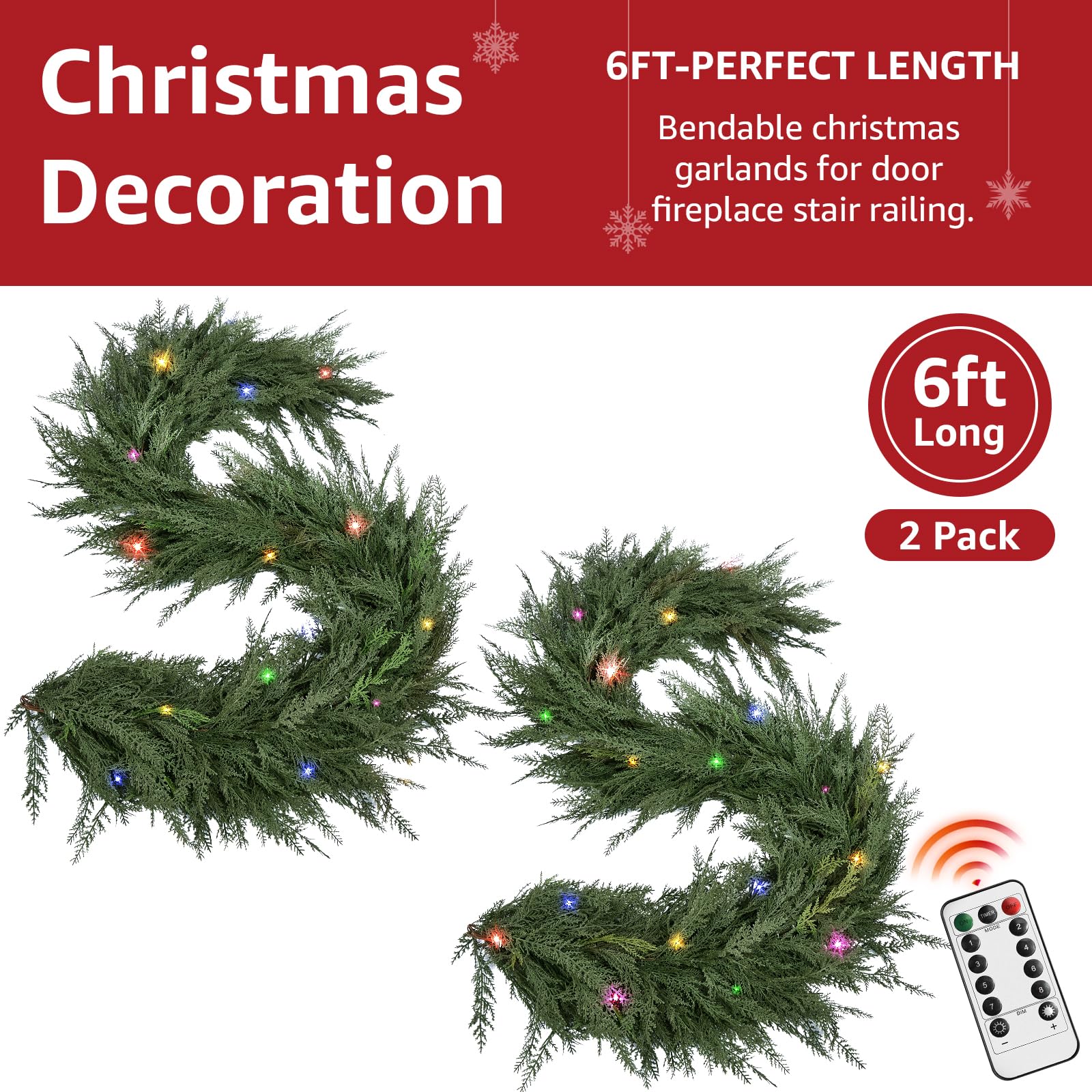 NUTIKAS lit garland on mantle creating cozy warm holiday ambiance