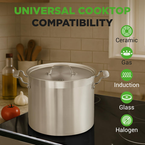 NutriChef alongside ladle for size comparison and large-batch cooking scale
