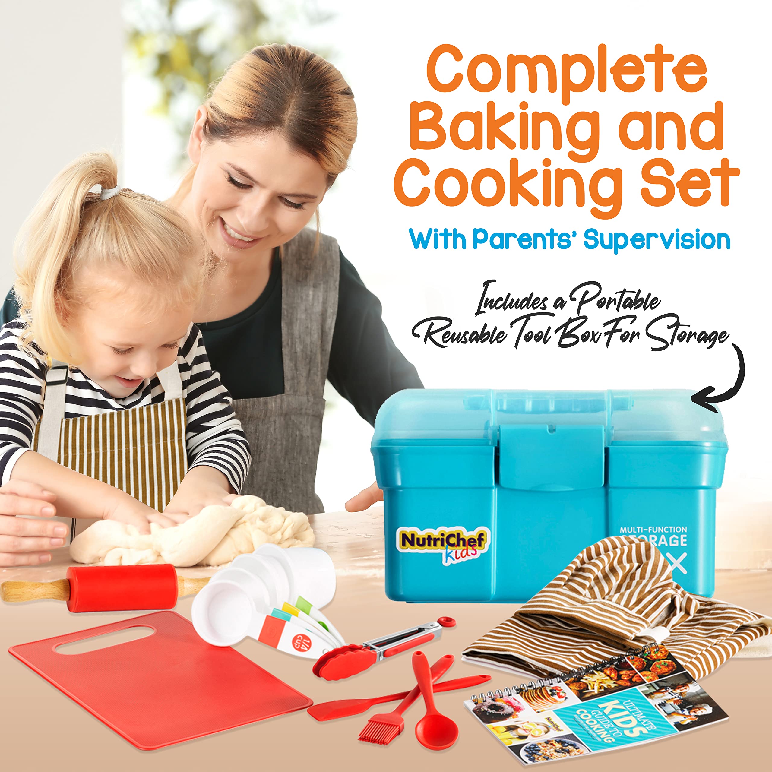 NutriChef apron and hat worn by child encouraging confident kitchen play