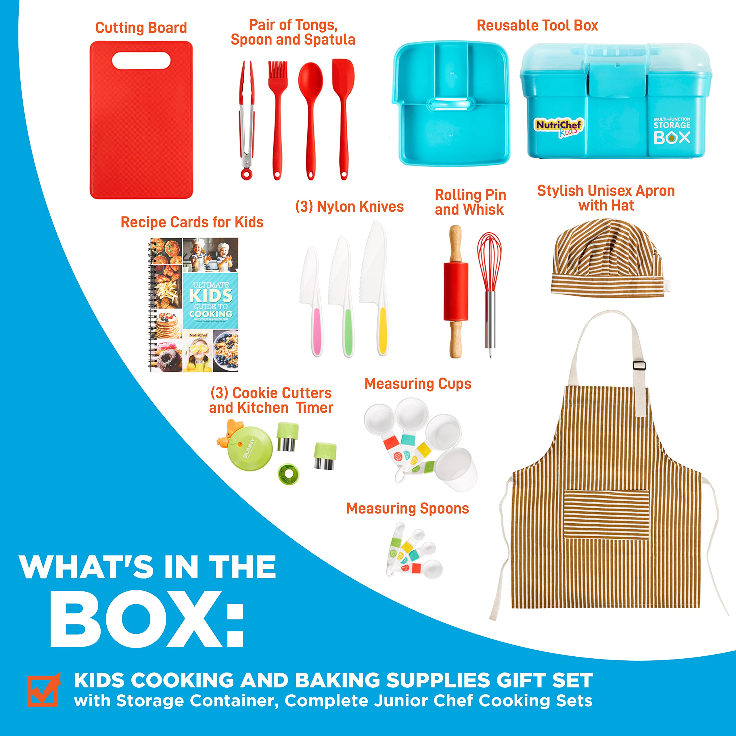 NutriChef rolling pin and cookie cutters for creative, supervised baking