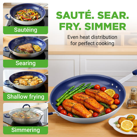 NutriChef ceramic nonstick surface close-up for easy food release and simple cleaning