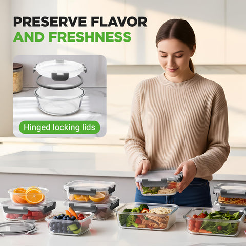 NutriChef arranged containers showing mixed sizes and shapes for portion flexibility