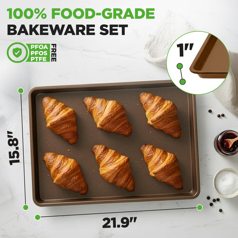 NutriChef cookie sheet inside oven with cookies baking evenly for consistent results