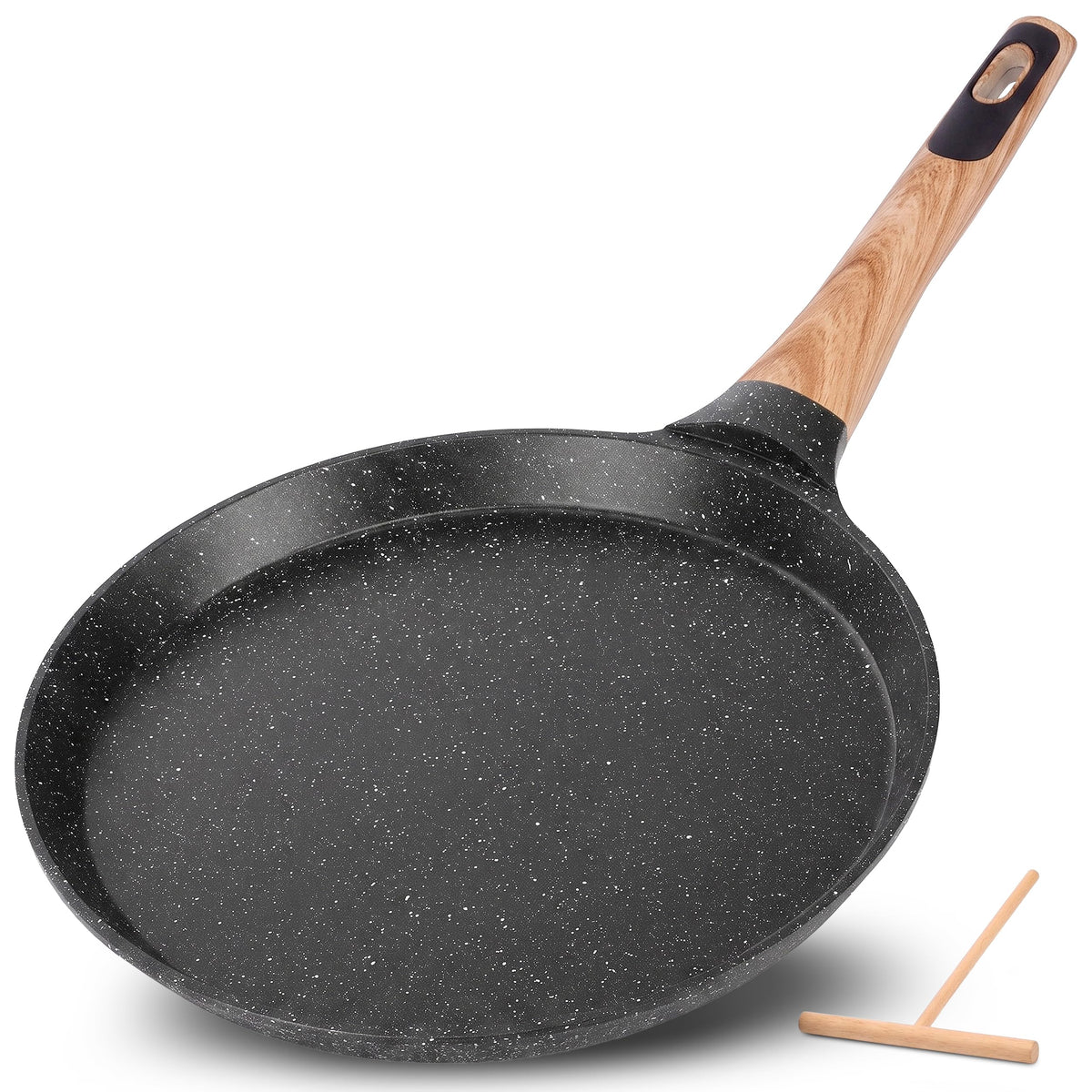 NutriChef 11-inch crepe pan front view showing cooking surface for effortless flipping