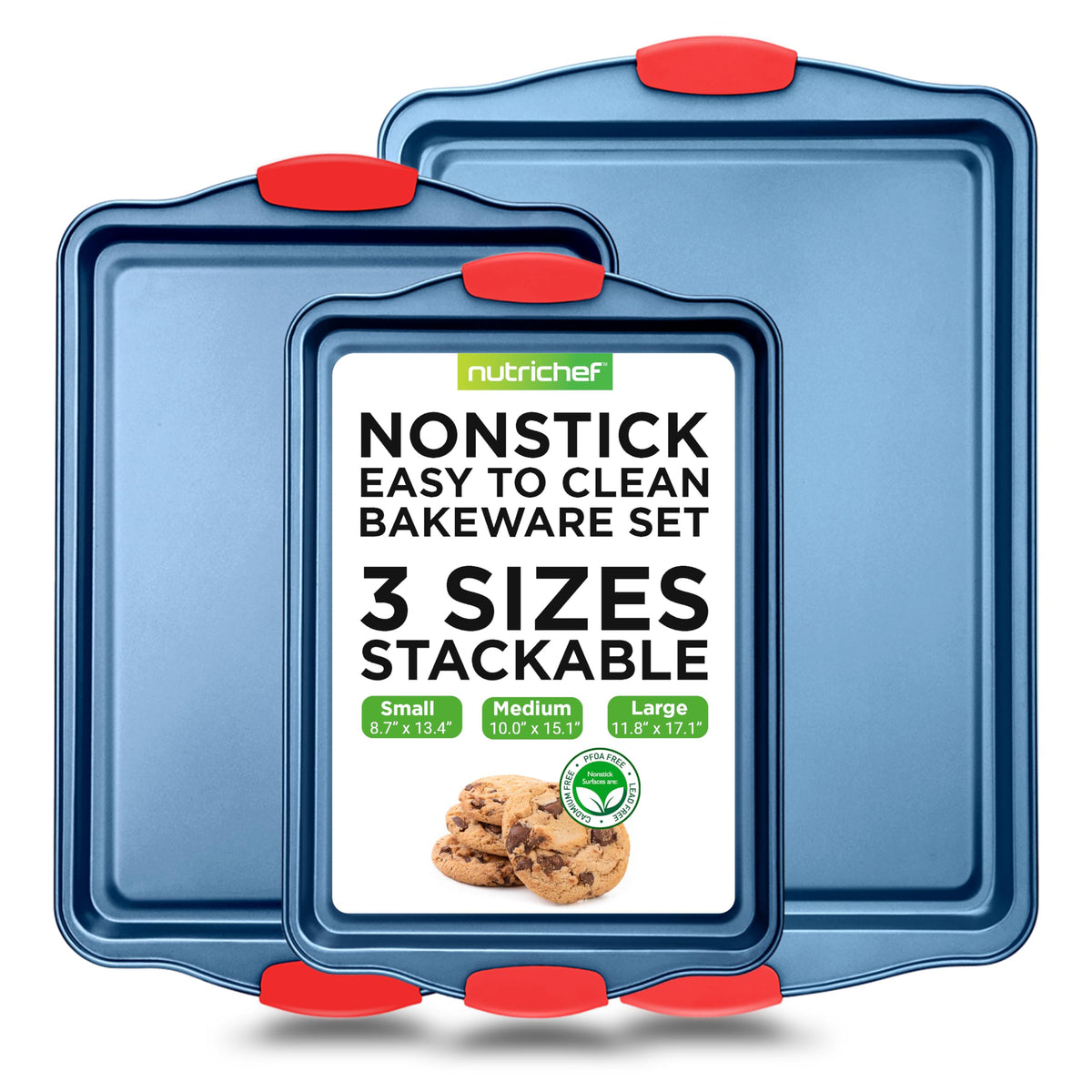NutriChef front packaging showing blue 3-piece set and benefits