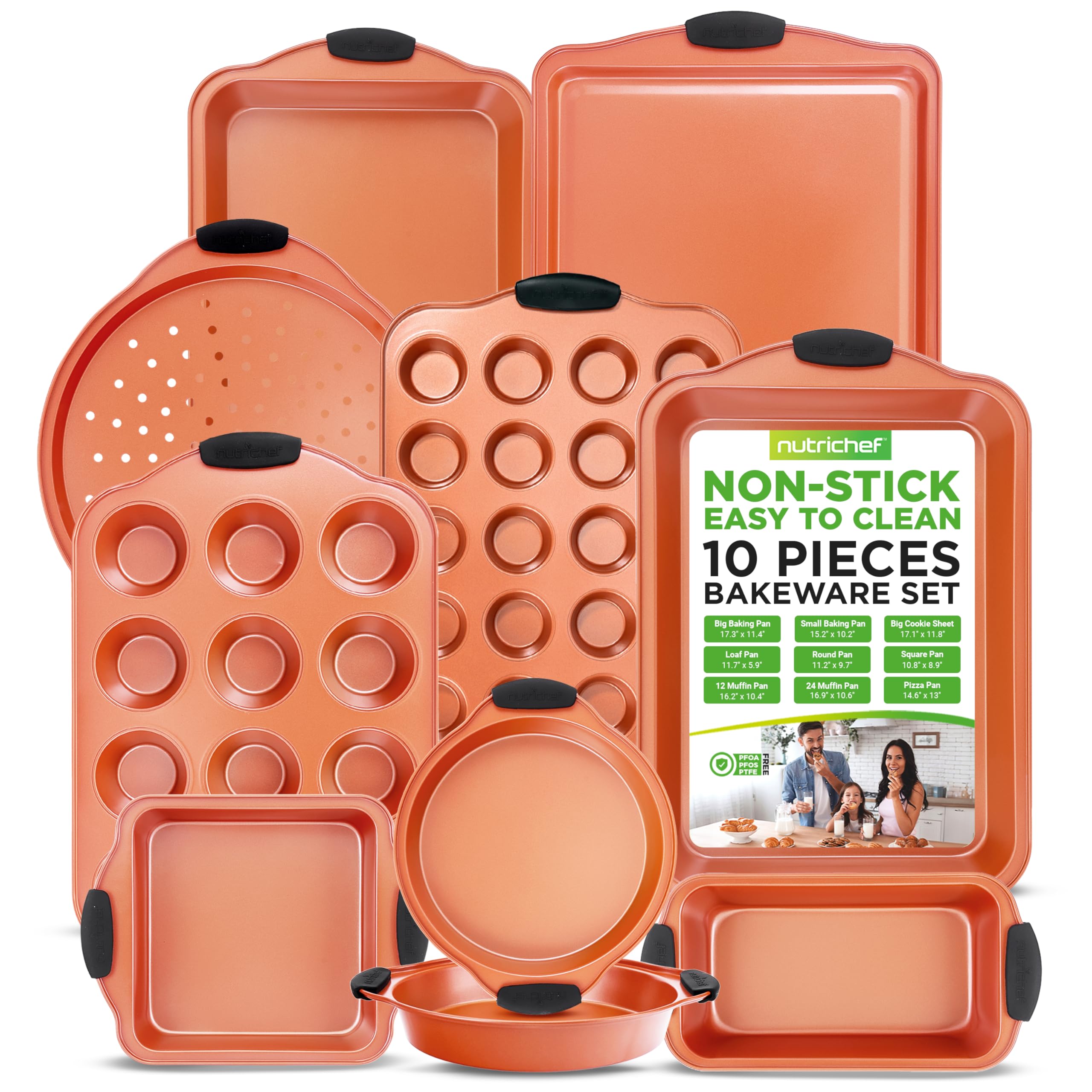 NutriChef front view of full 10-piece set showing variety and convenience